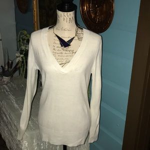 Winter white v- neck sweater